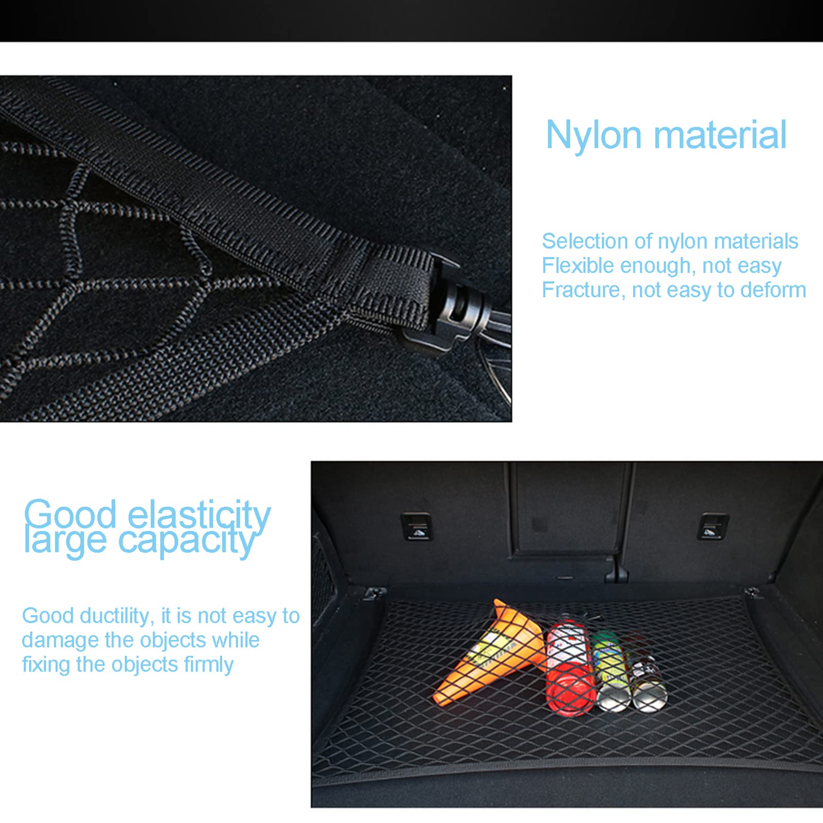 Filet de chargement pour VUS, Jeep, camion – 50 x 80 cm – En nylon style enveloppe pour une organisation sécurisée, robuste