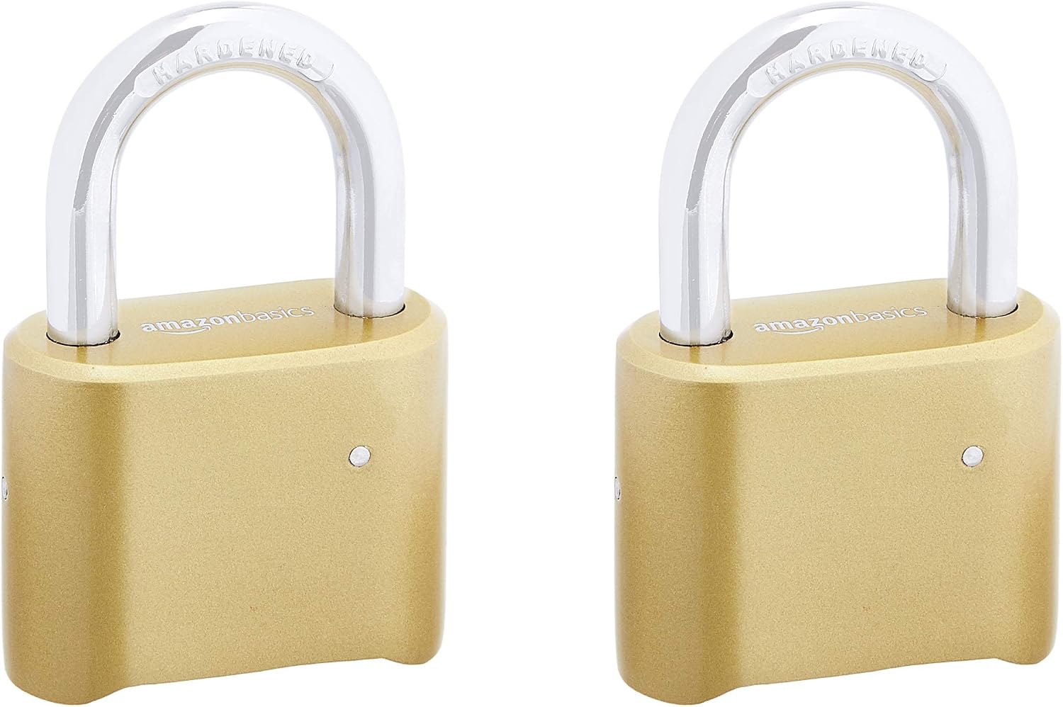 Amazon Basics 2-inch 4-Digit Combination Padlock, Gold, 2-Pack