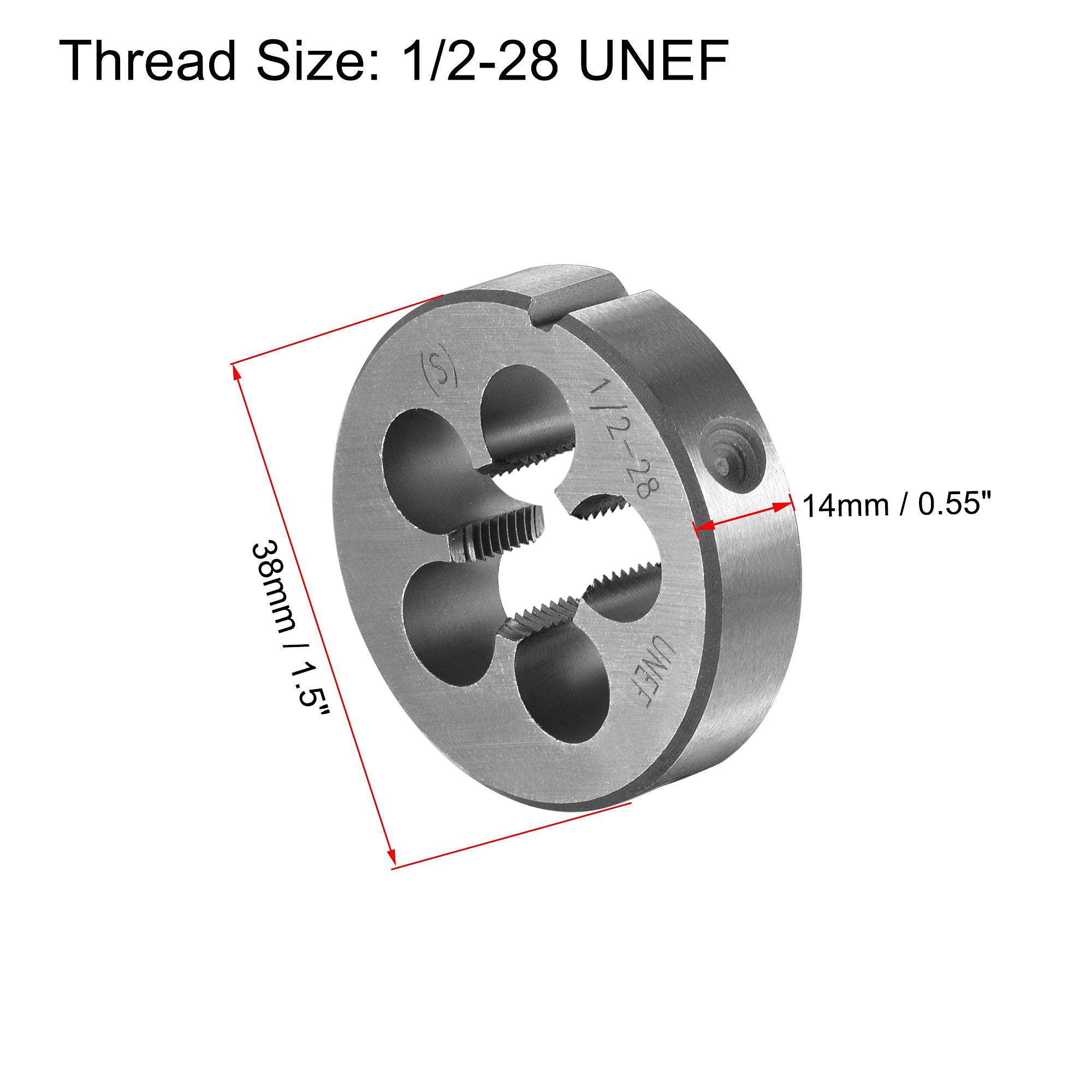 uxcell Die Stock Handle Wrench Set, 1/2-28 UNEF Threading Die and 38mm (1-1/2") Holder (Fits: 26mm-38mm OD / M12-M16 Round Dies) Adjustable for Bolt Thread Repair — Amazon image 3