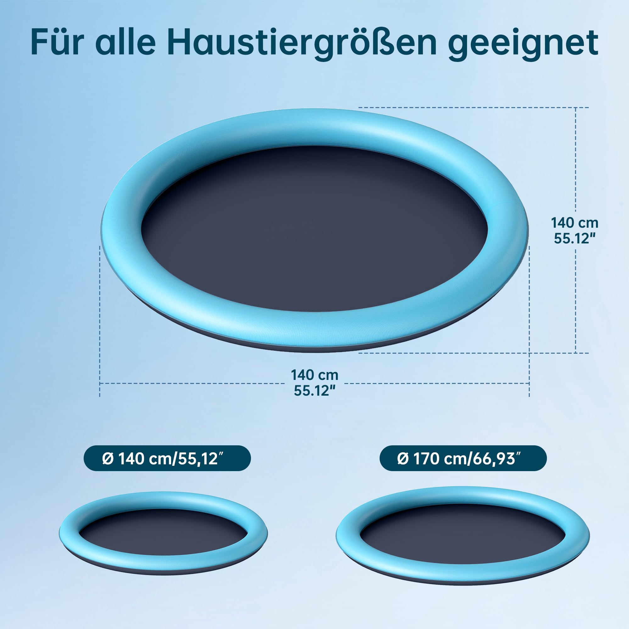 Wasserspielmatte Hundepool Splash Pad, Faltbare PVC Wasserspielmatte mit Anti-Rutsch-Boden, Keine Montage erforderlich, Geeignet für Garten und Outdoor im Sommer（140cm）
