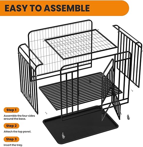 Miniatura 2 de Dog Crate with Removable Tray, 42 Inch Indestructible and Escape Proof Steel Dog Cage Kennel for High Anxiety Dogs, Heavy Duty Dog Crate with