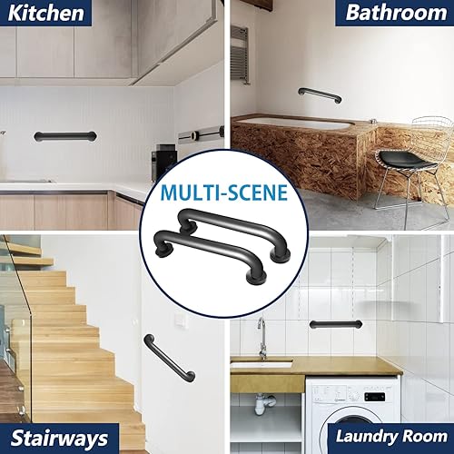 Miniatura 5 de Barra de agarre de ducha de níquel cepillado plateado de 12 pulgadas, soporte de barandilla de seguridad de acero inoxidable para duchas, lesiones