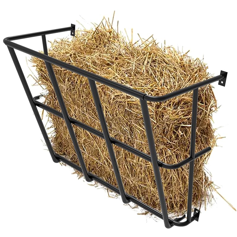Alimentador de Feno de Parede para Cabras e Ovelhas QVQE em Aço Sólido Ajustável 68,1 L