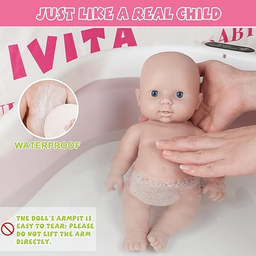 Miniatura 2 de IVITA Muñeca bebé de silicona completa de 12 pulgadas, no muñecas de material de vinilo, muñecas de silicona realistas, muñecas de bebé Reborn de