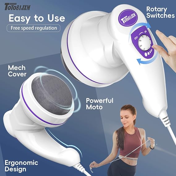 TOTO81JXM Electric Cellulite Massager Body Sculpting Machine with 8 Massage Heads, Lymphatic Drainage & Skin Tightening for Belly Stomach Leg, Lipo Roller Massager After Surgery, Adjustable Speed.