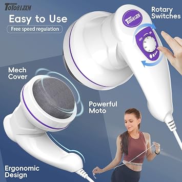 TOTO81JXM Electric Cellulite Massager Body Sculpting Machine with 8 Massage Heads, Lymphatic Drainage & Skin Tightening for Belly Stomach Leg, Lipo Roller Massager After Surgery, Adjustable Speed.