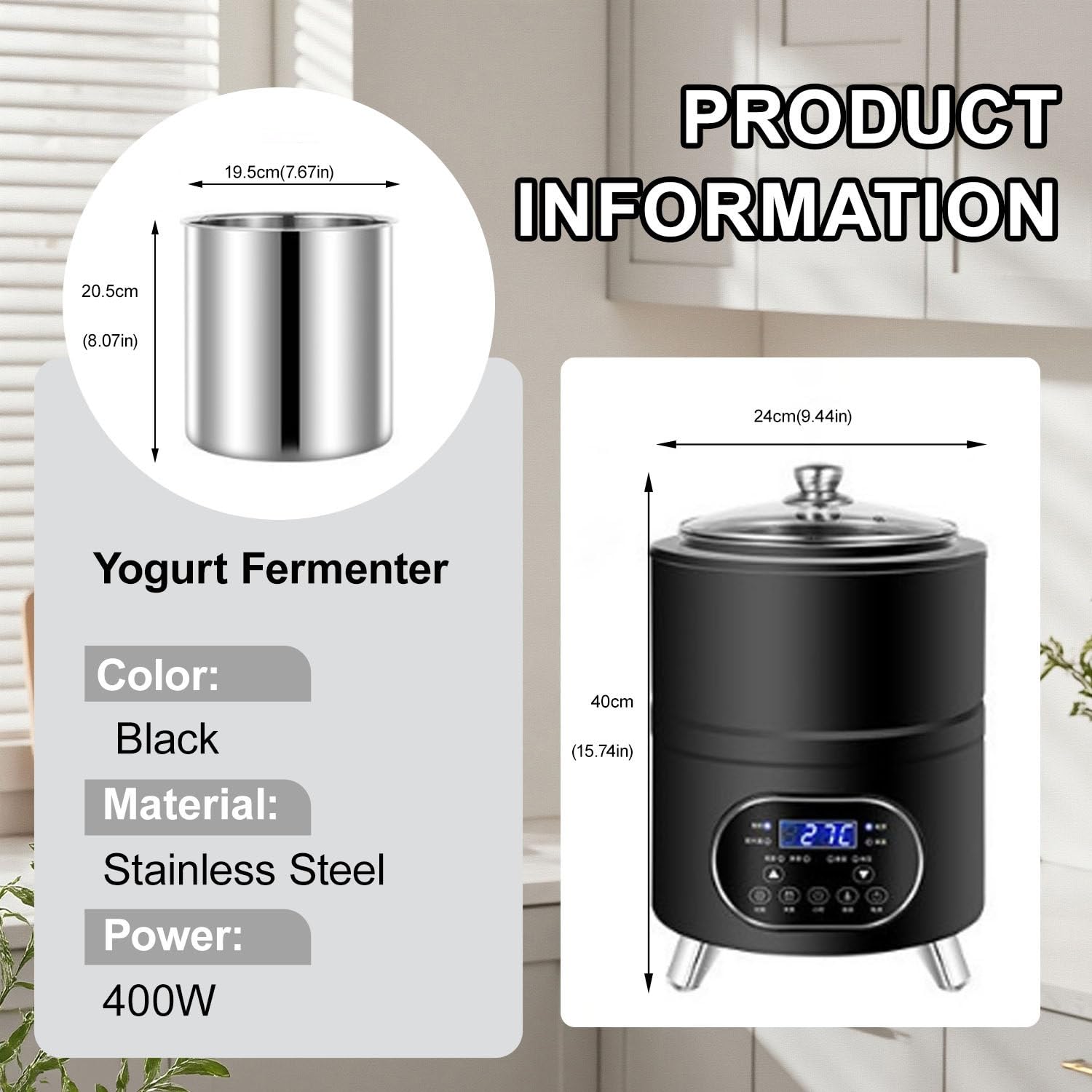Yogurtiera Commerciale, Macchina Automatica per Fermentazione di Yogurt E Natto Fatti in Casa, Funzione con modalità Preimpostate per Semplificare L'Utilizzo