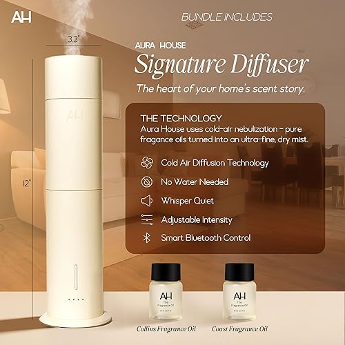 Miniatura 3 de Aura House - Difusor inteligente de aire frío y aceite de fragancia Duo - Difusor controlado por aplicación Bluetooth para el hogar (aceites Collins