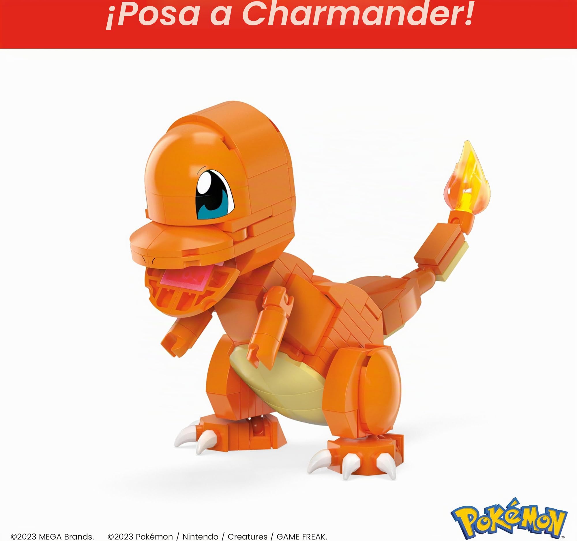 MEGA Pokemon Figura de acción juguetes de construcción para niños, Kanto Region Trio con 529 piezas, construible y articulable Pikachu Charmander Meowth