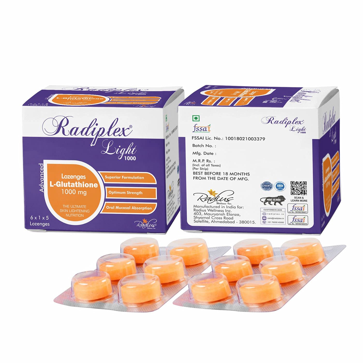 radiplex glutathione Radiplex Light 1000 Mg L Glutathione Reduced Logenzes Tablets Pack