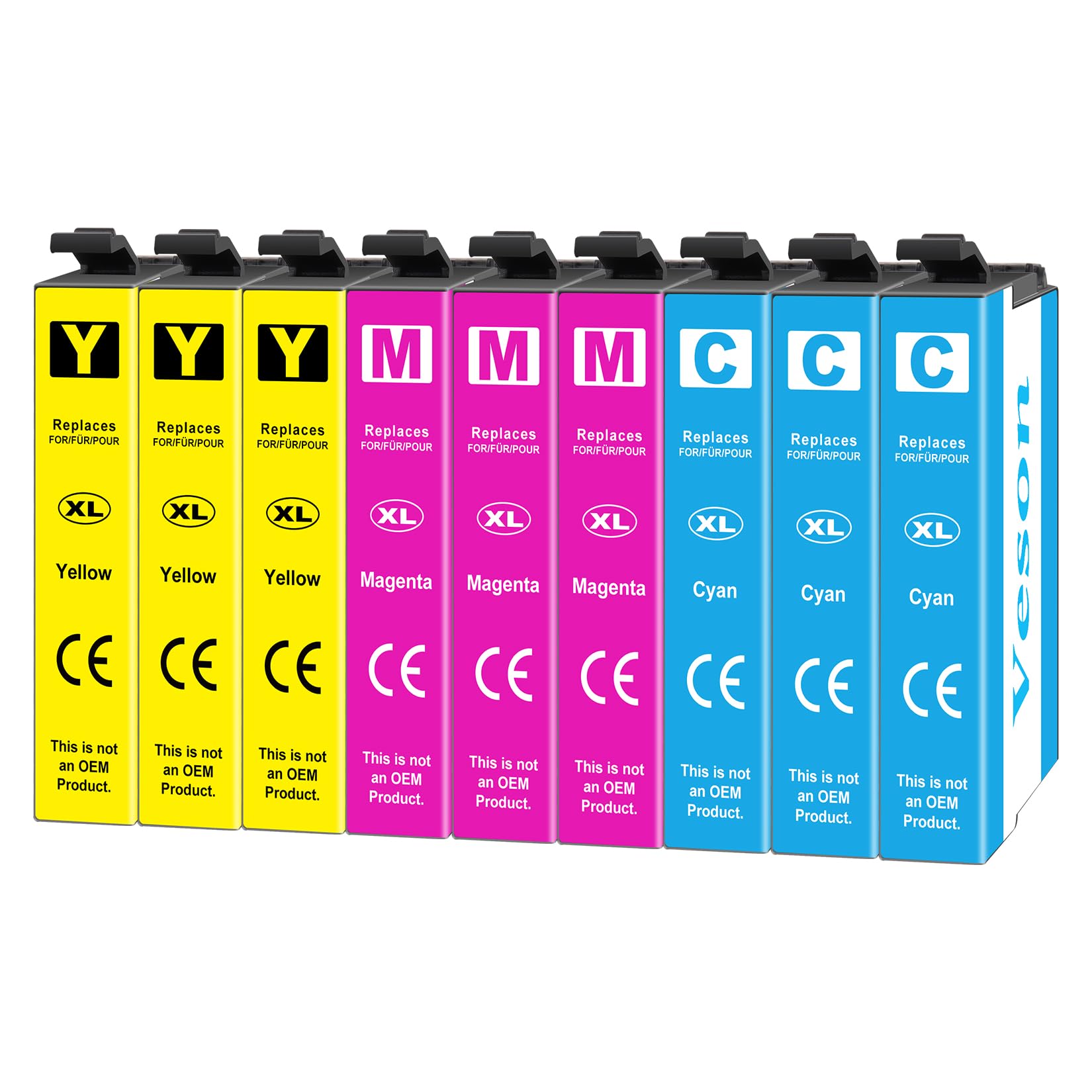 Veson Sostituzione per 603XL Cartucce Compatibili per Expression Home XP-2100 XP-2105 XP-2150 XP-3100 XP-4100 XP-4105 XP-3105 XP-4155 Workforce WF-2830 WF-2810 WF-2850, 3 Ciano, 3 Magenta, 3 Giallo