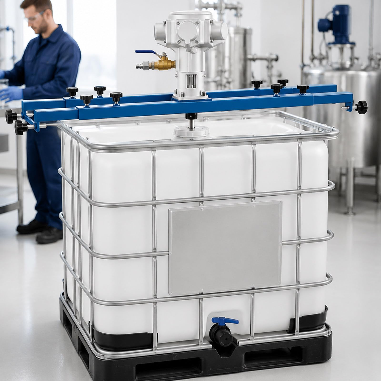 Mieszadło Powietrzne IBC, Mieszadło Pneumatyczne do Otwartych Beczek i Zbiorników IBC, Mieszalnik Pneumatyczny z Regulowaną Prędkością i Składanym Wirnikiem 304, do Lakierni 3-Cylinder
