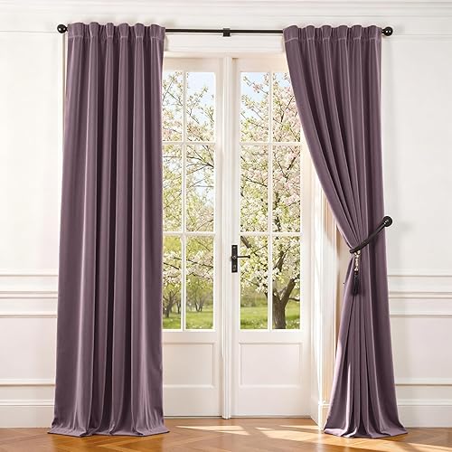 Miniatura 12 de Lazzzy Cortinas Opacas de Terciopelo con Aislamiento Térmico para Ventanas de Habitación, Cortinas de Lujo Súper Suaves para Sala de Estar, Salvia
