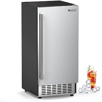 Coolski Commercial Under Counter Ice Maker Machine 80Lbs/ Day, Stainless Steel Built-in Freestanding Ice Maker with 30LBS Ice Storage, Perfect for Commercial & Home Use