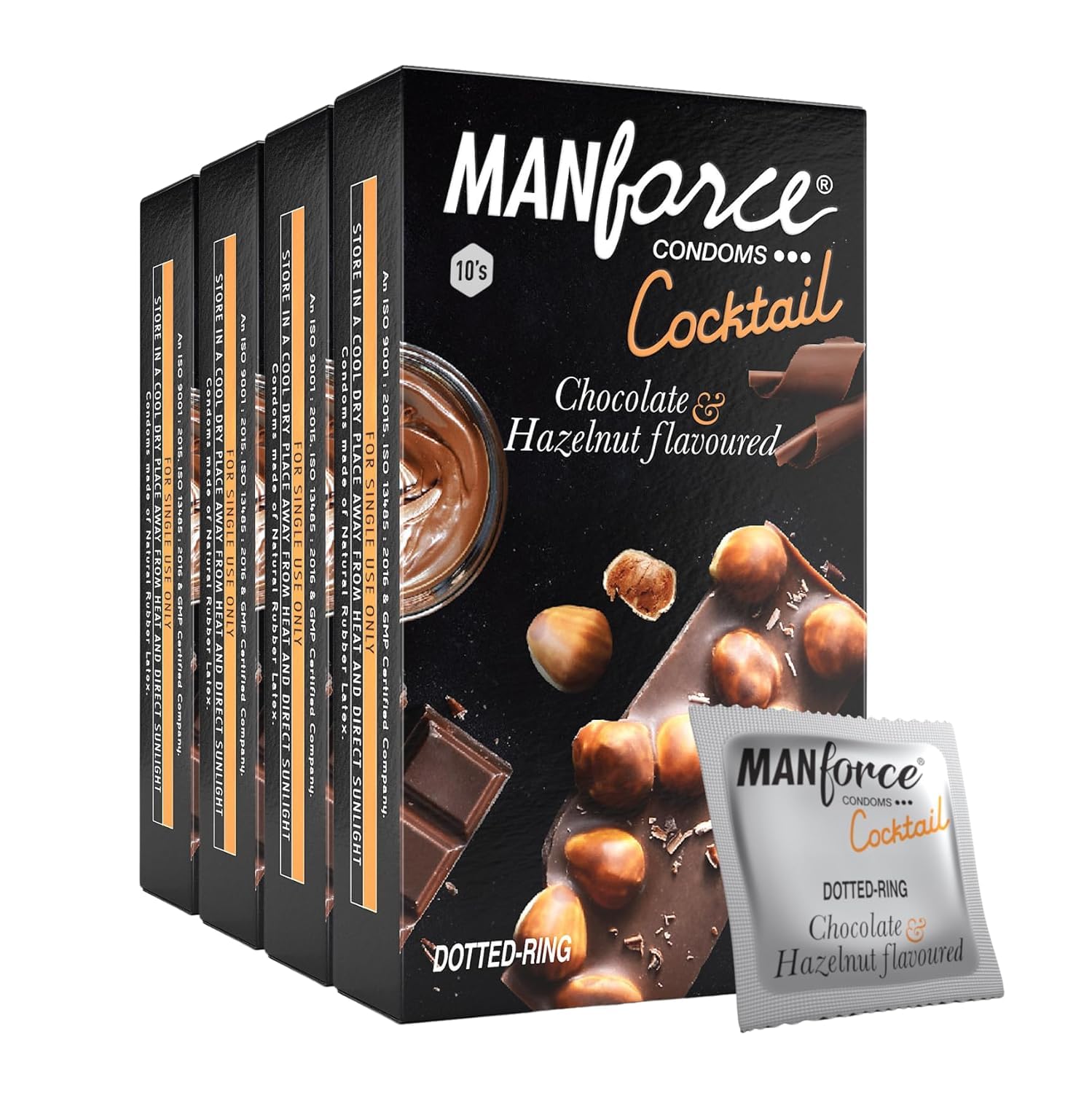 Manforce Cocktail Chocolate & Hazelnut Flavoured Condoms for Men| 40 Count (Pack of 4)| With Dotted Rings| Double the Fun with Double Flavour-image-24