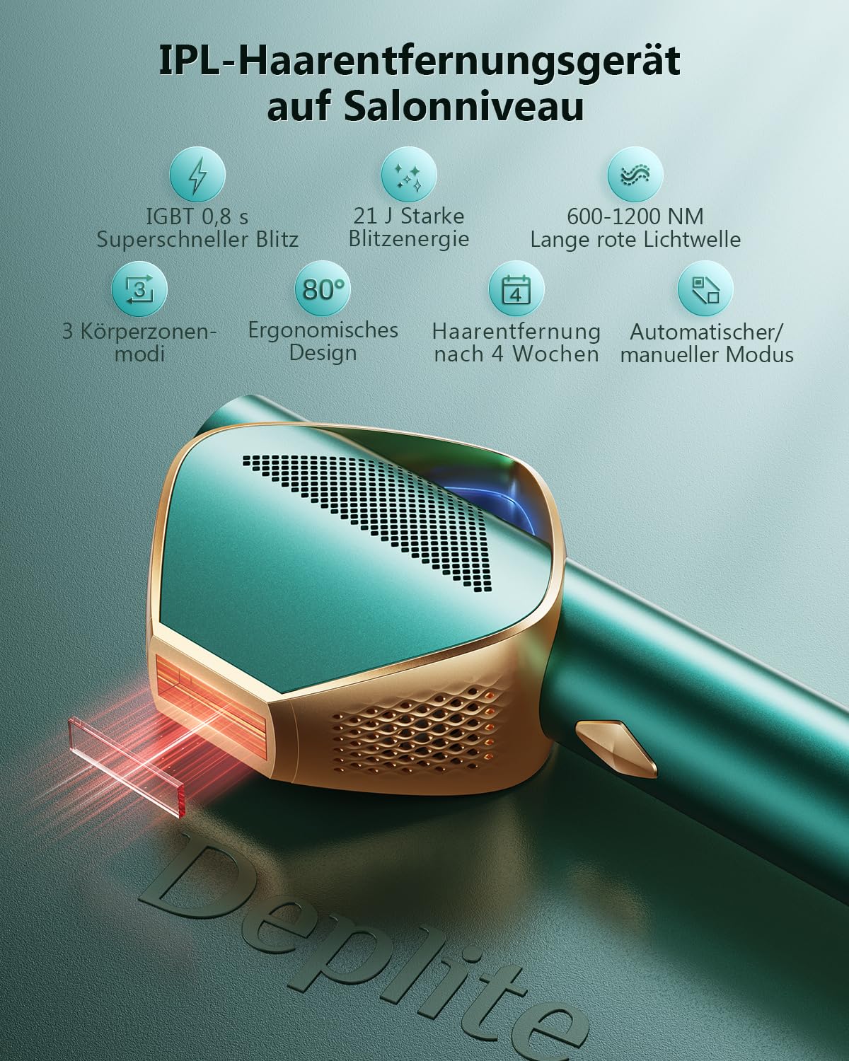 Superschneller Blitz Geräte Haarentfernung mit IGBT-Technologie, 21J Max. Energie und 600-1200NM Effizient Laser Haarentfernung für Damen/Herren, Gesich, Bikini, Körper, Beine, Achseln