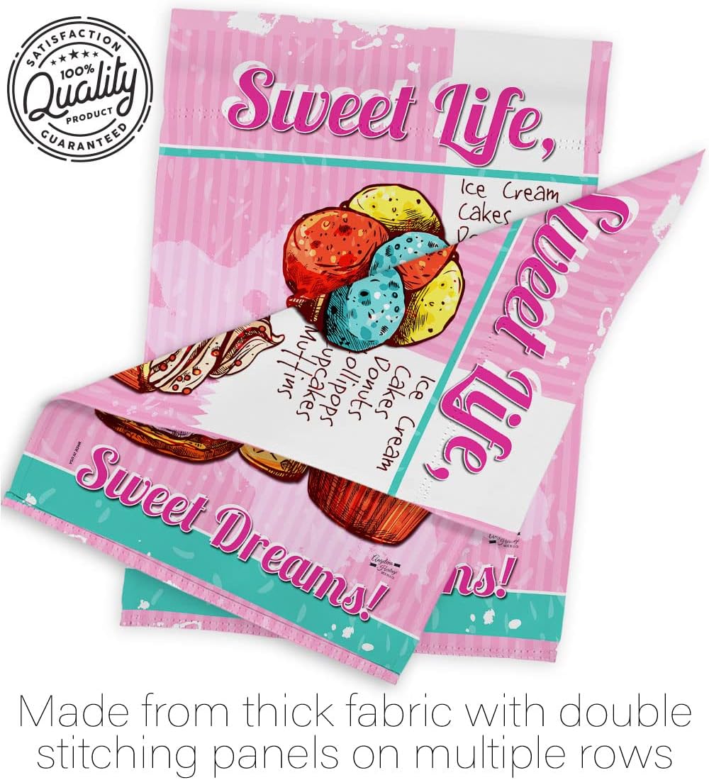 Sweet Life Garden Flag Food Pie Candy Donut Popsicle Dessert Ice Cream Cake House Decoration Banner Small Yard Gift Double-Sided, Made in USA