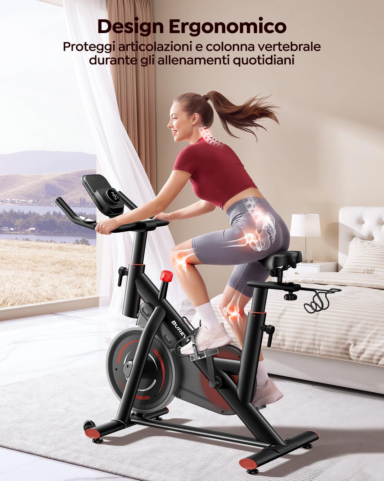 Cyclette da Casa con App Burever, Touch Screen, Silenzioso, Portata 170 KG