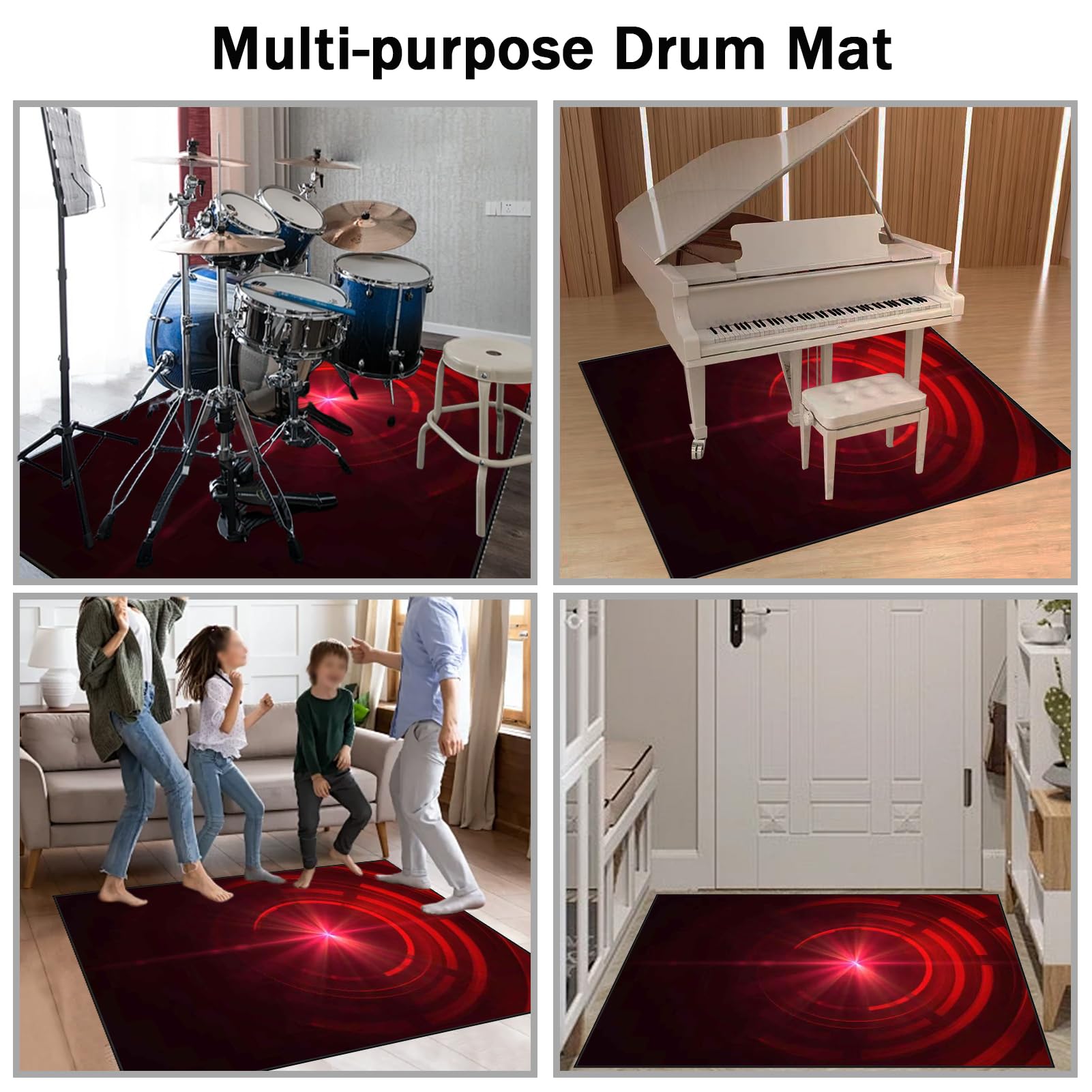140 x 100 cm Dywan z baterią elektroniczną Dźwiękoszczelny Antypoślizgowy Dywan Pochłaniający Akustyczny Profesjonalna mata do instrumentów muzycznych do instrumentów muzycznych do gitary basowej