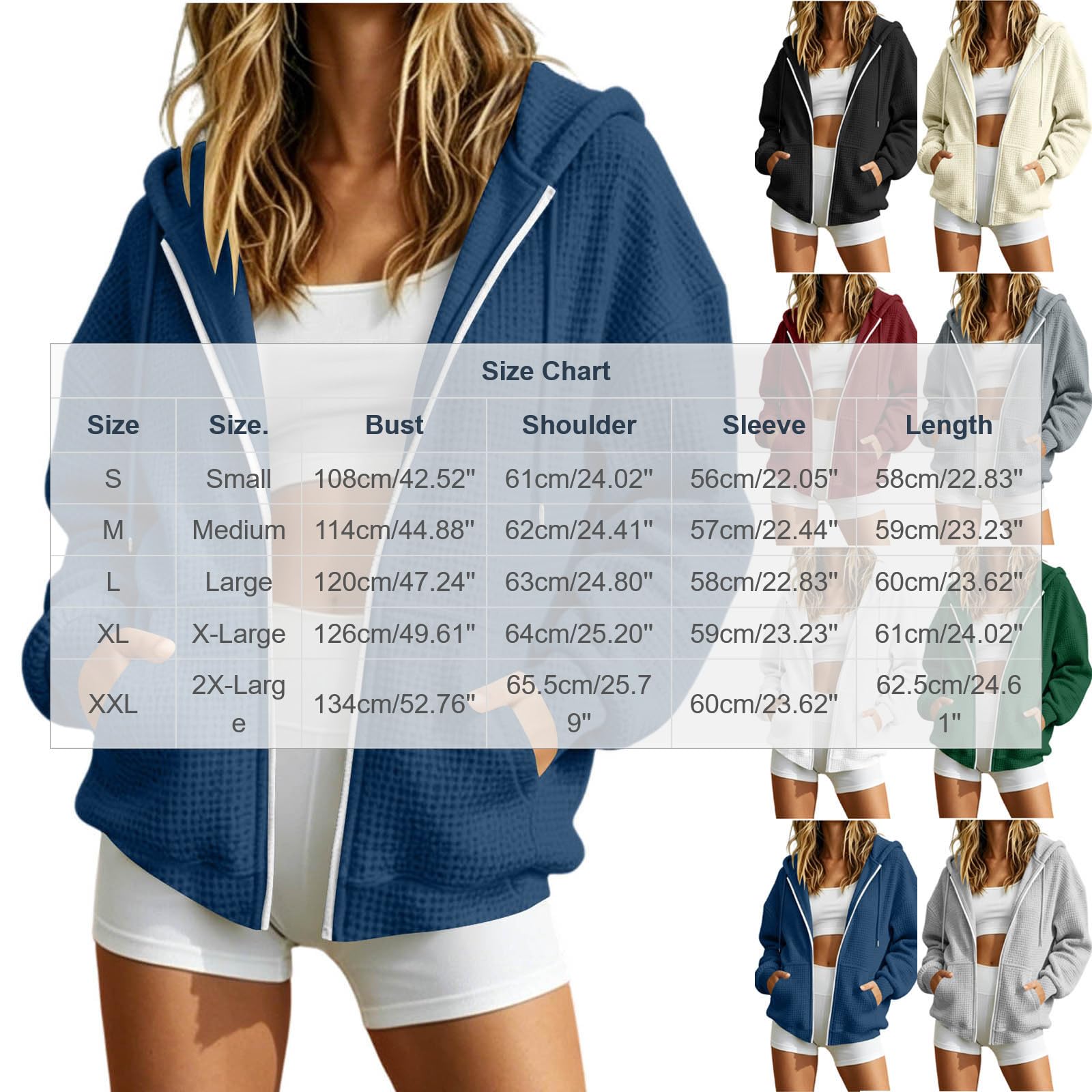 Sweatjacke Damen Lässige Strickjacke Zip Hoodie Sport Cardigan Elegant Damen-Jacken Übergang Strickjacken Freizeit Outerwear Casual Damenstrickjacke Bequem Herbstmantel Jogging Oberbekleidung S-XXL