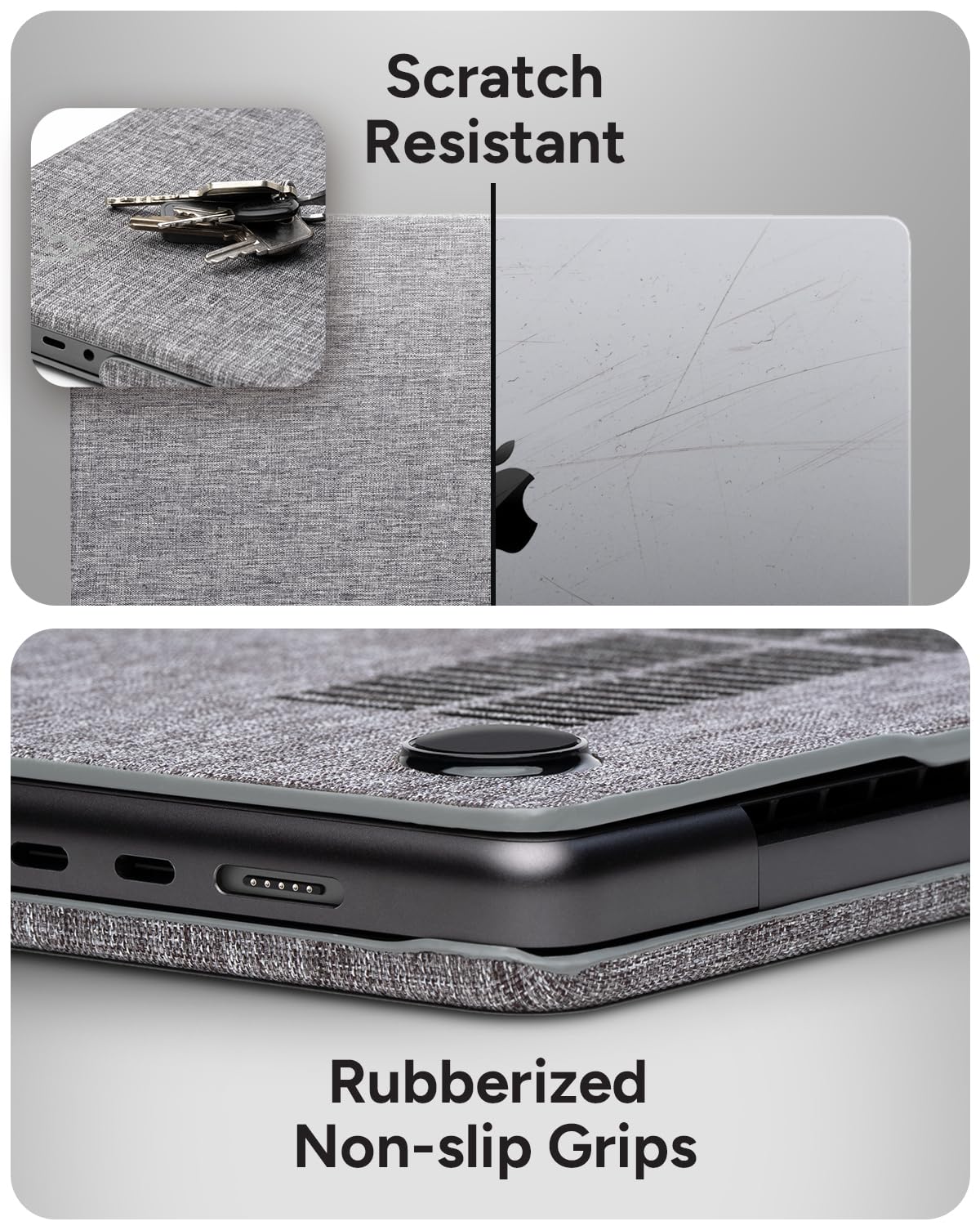 ZAGG Funda protectora para MacBook Pro de 14 pulgadas M4/M3/M2/M1 - Acabado de tela, cubierta rígida de dos piezas, ligera, protección duradera, resistente a los arañazos, agarres de goma
