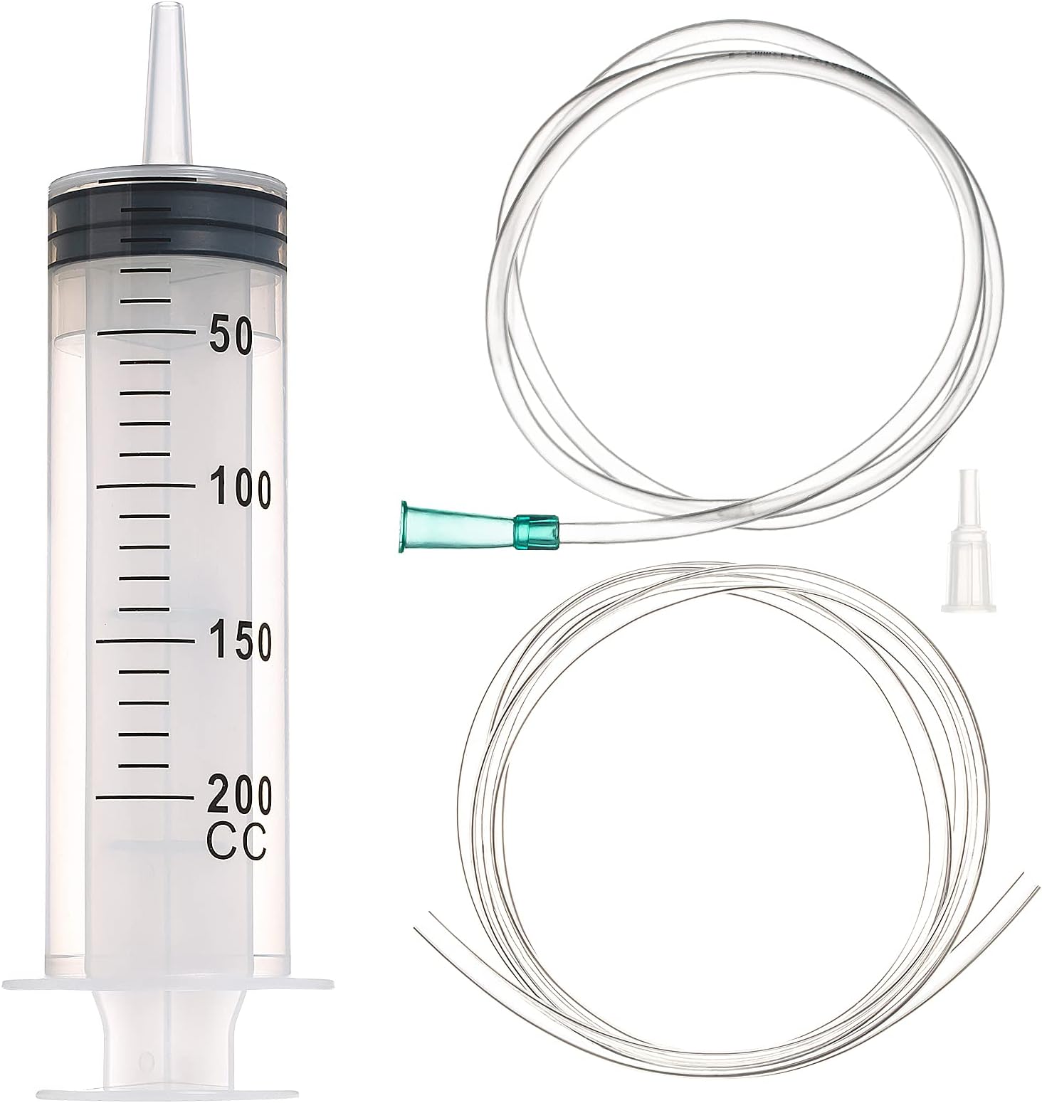 SHAOTONG 200ml Syringes with 40 Inch Tube and Tip Adapter, for Feeding Pets, Liquid Refilling, Drawing Oil Fluid