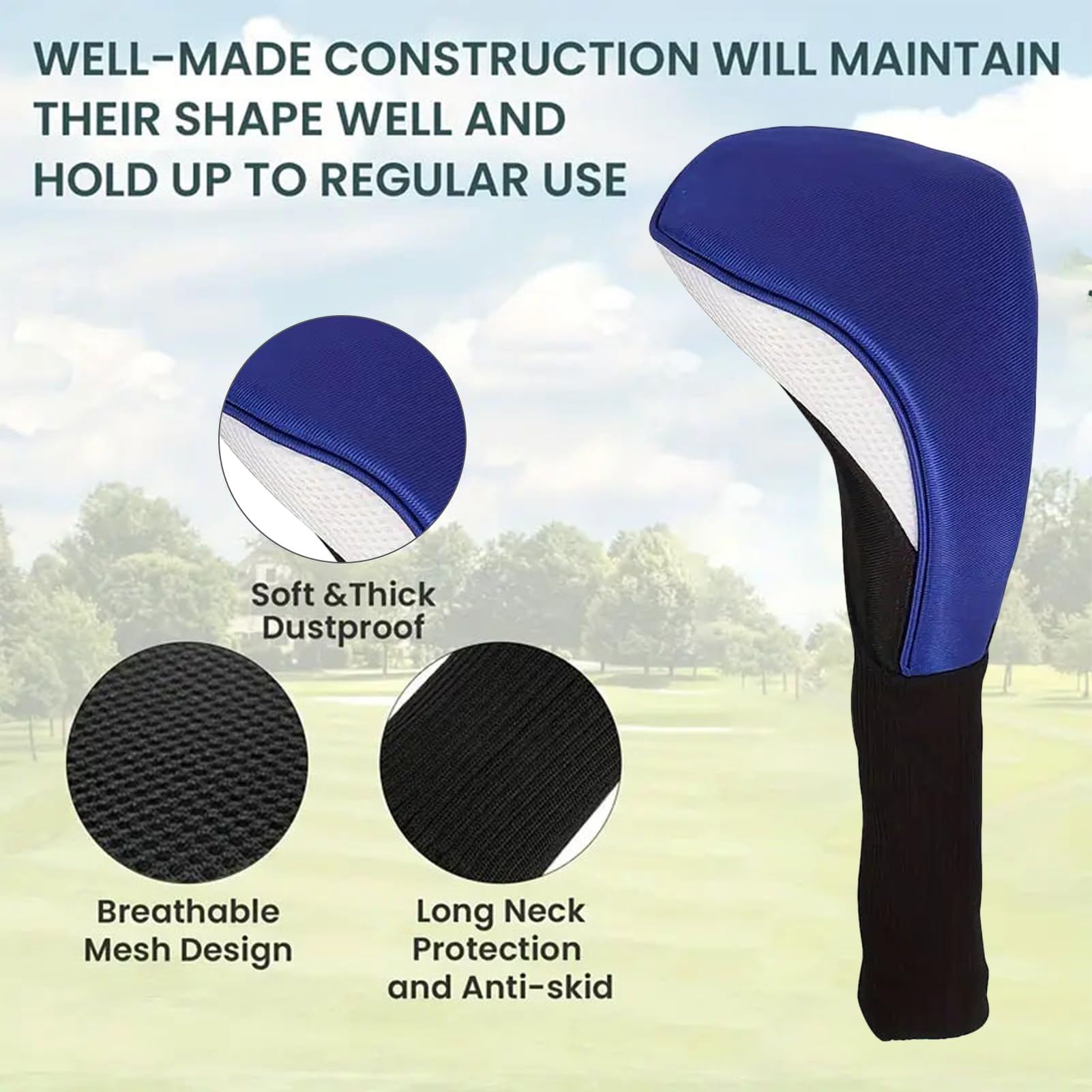 Juego de fundas protectoras para palos de golf, 3 piezas, diseño de cuello largo, para competición, viajes y entrenamiento al aire libre