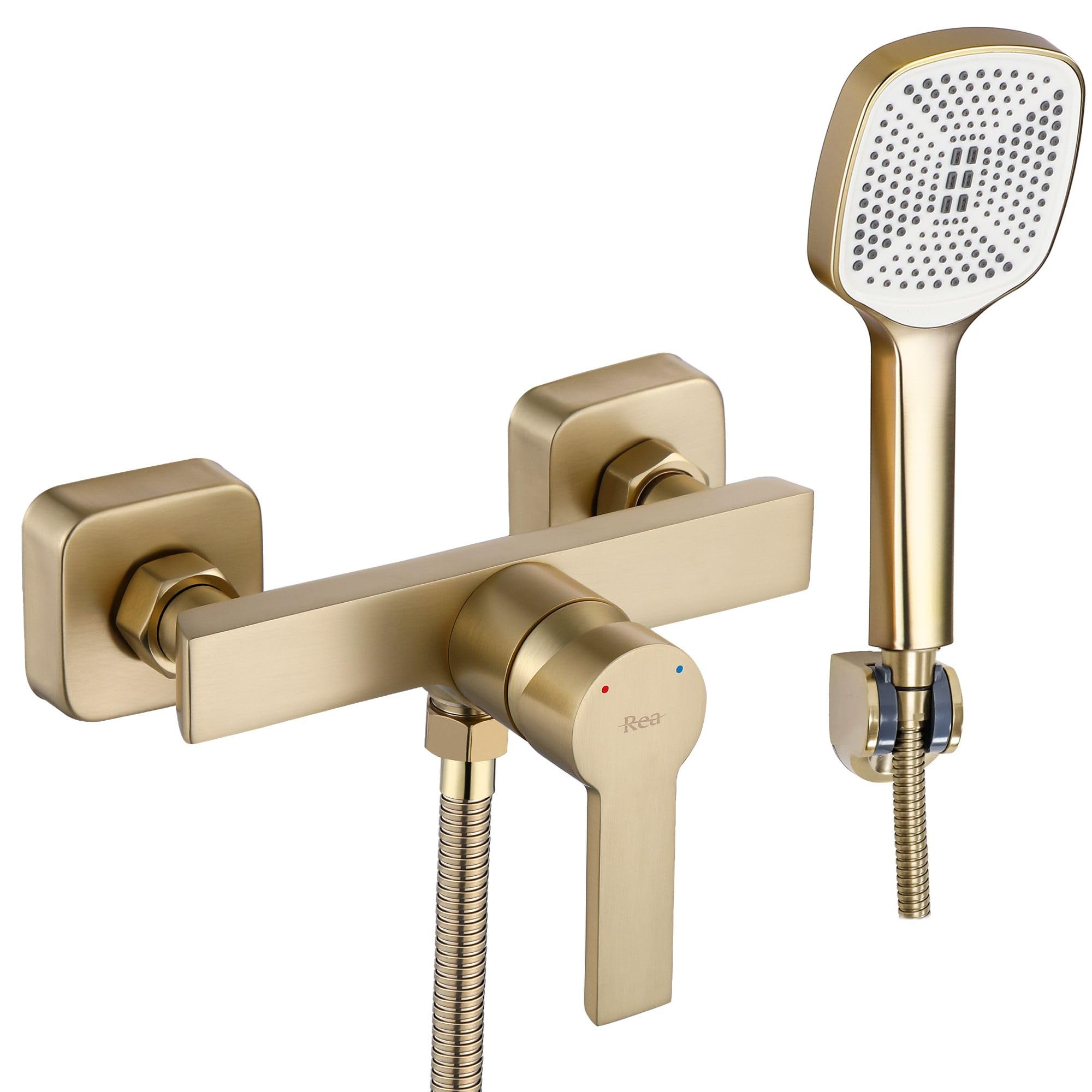 Rea ROBINET DE DOUCHE ARGUS BRUSH GOLD Mitigeur Salle de Bain en Laiton Monocommande Chaude et Froide Réglable (doré)