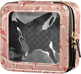Clear Makeup Bag Candy Canes Red Polka Dot Travel Toiletry Bag with Zipper Small MakeUp Organizer Travel Essentials Cosmetic Bags for Women