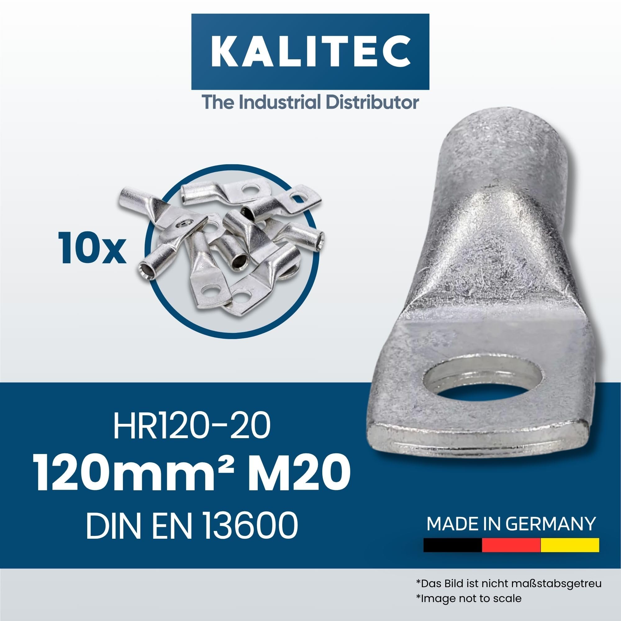 Kalitec 10 x końcówka kablowa 120 mm² M20 - miedziane końcówki kablowe