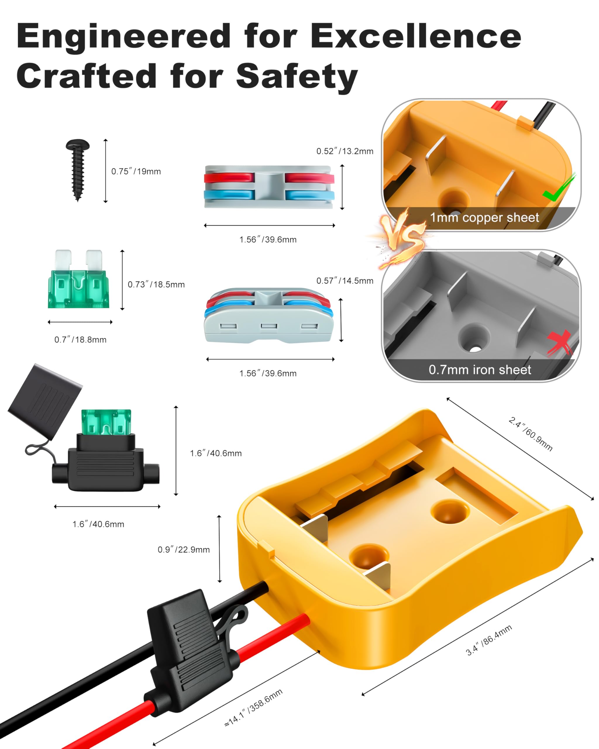 Paquete de 2 adaptadores de 20 V para adaptador de batería Dewalt compatible con ruedas eléctricas, kit de actualización de conversión de batería para bricolaje, juguetes de coche a control remoto