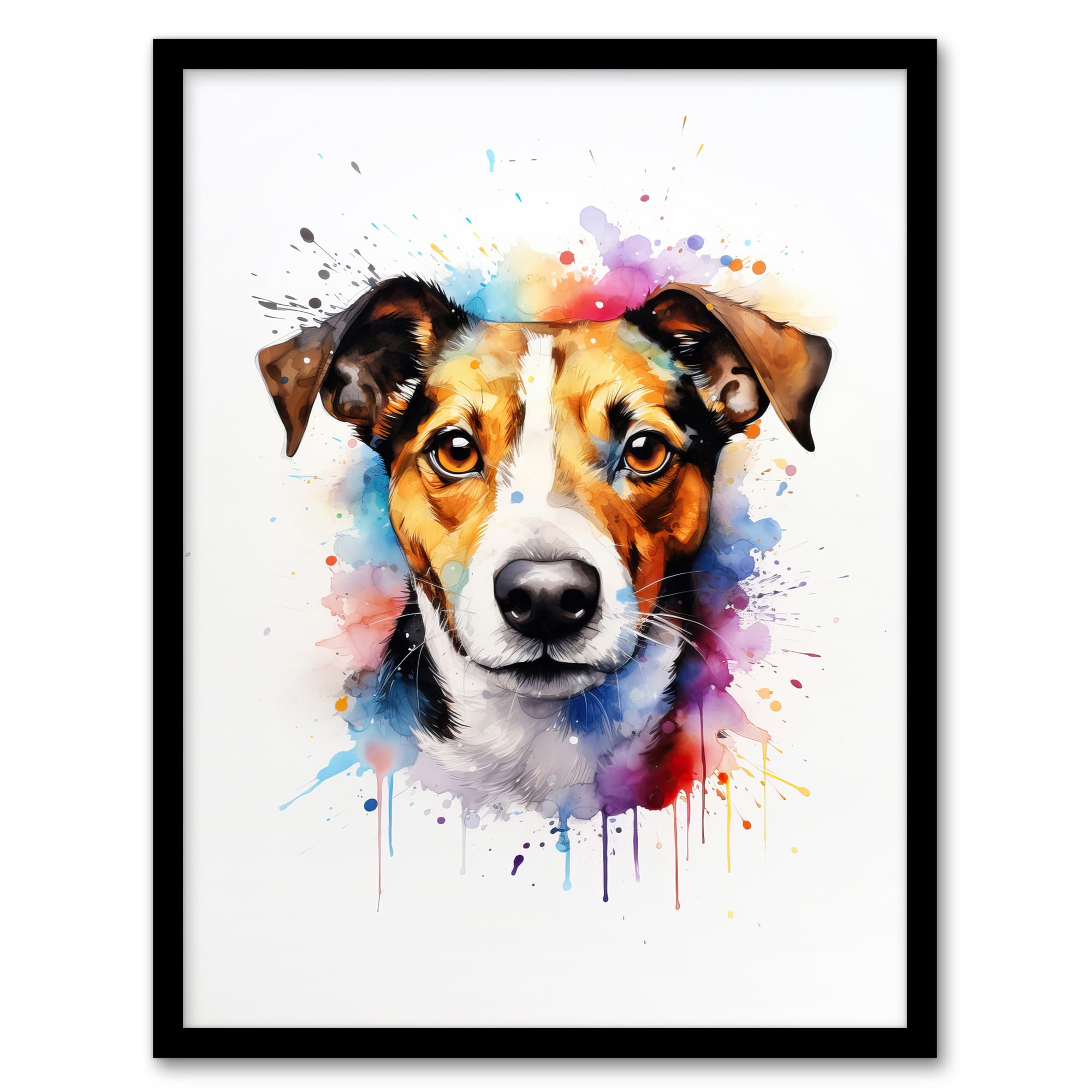 Artery8 Jack Russell Lovers Gift Watercolour Pet Portrait Painting Wall Art PrintA4 Size from B&Q