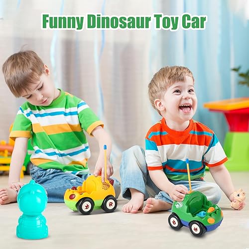Miniatura 6 de Love&Mini Auto a control remoto para niños pequeños  Paquete de 2 autos de dinosaurio para niños de 1 año en adelante, juguete con luces LED y