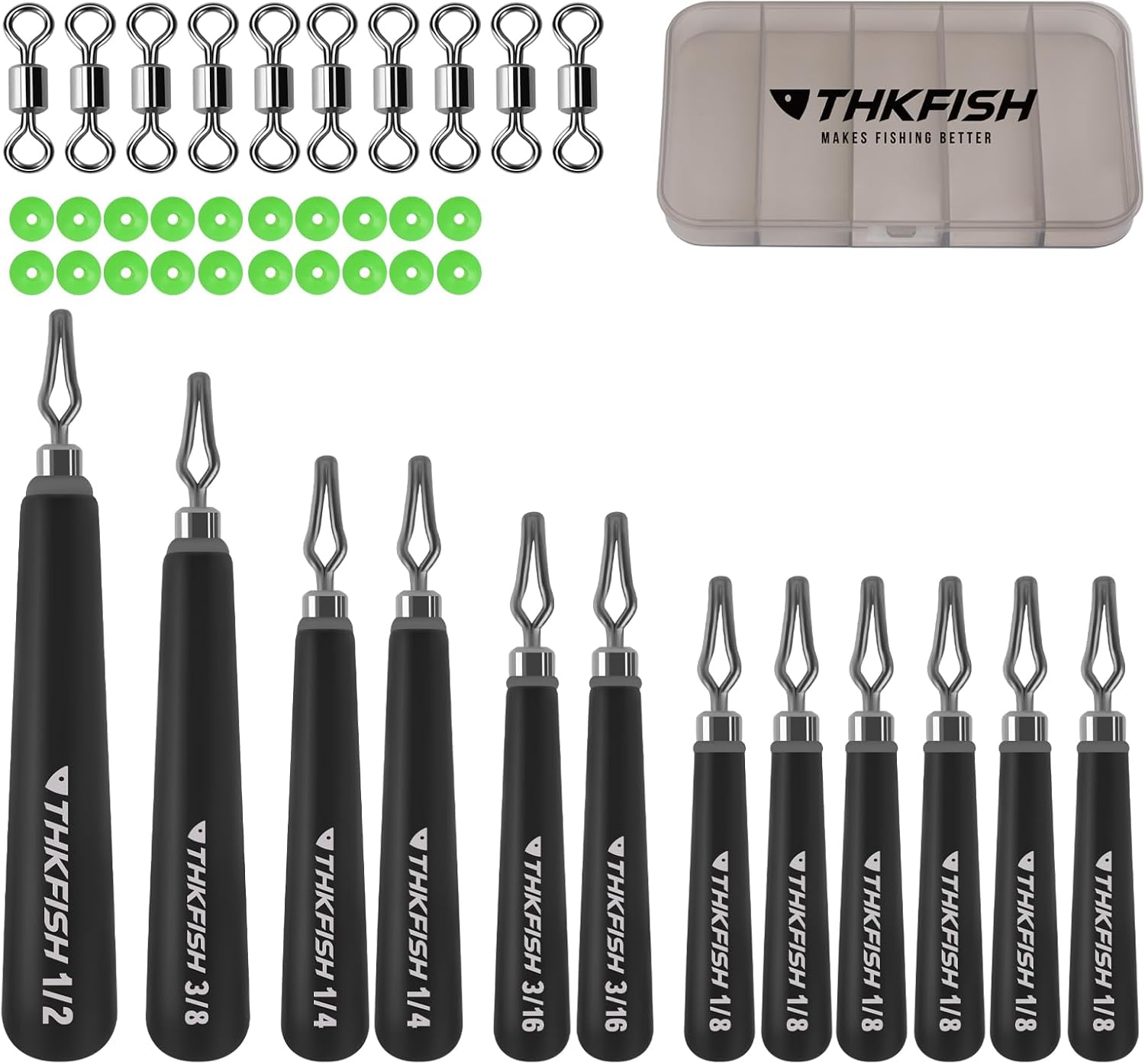 THKFISH Tungsten Drop Shot Weights Kit, Skinny Drop Shot Weights Kit, Teardrop Drop Shot Weight with Fishing Beads and Swivel for Bass Fishing, 97% Density Tungsten Fishing Weights