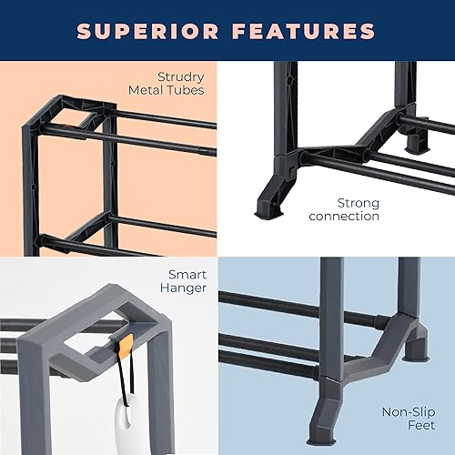 Miniatura 4 de happhom Zapatero expandible de 3 niveles para el suelo del armario, organizador de zapatos, estante de zapatos que ahorra espacio con diseño