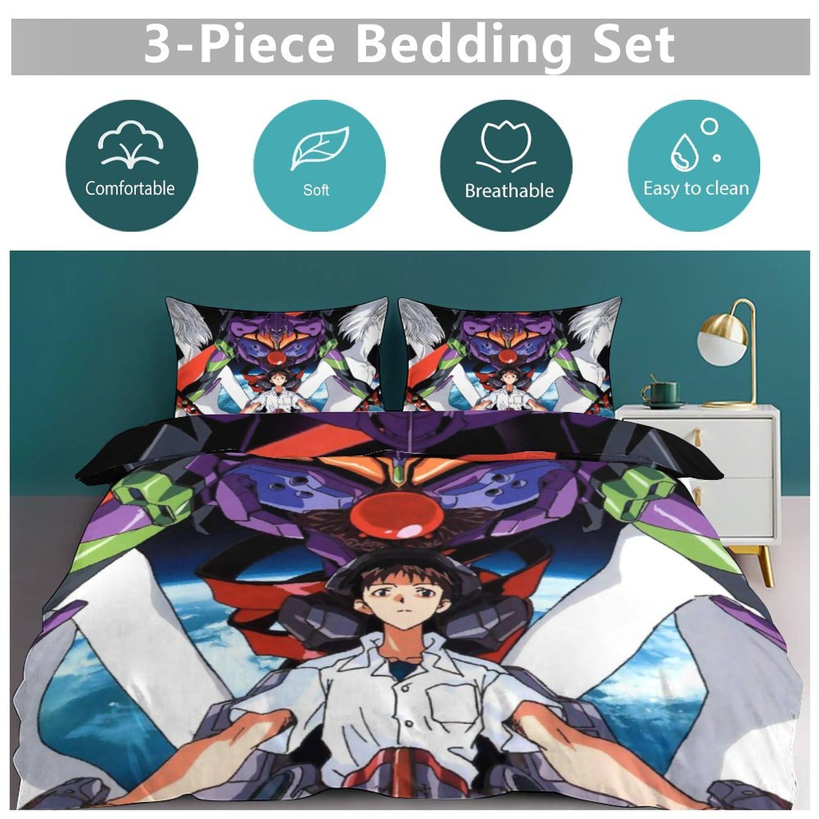 Amazon｜布団カバー 3点セット 厚手 新世紀エヴァンゲリオン EVA 碇