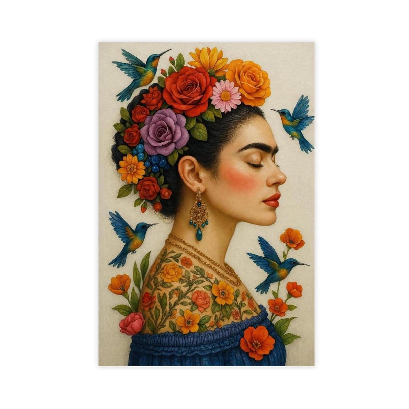 GQVCJSW Frida Kahlo Portrait Mexican Folk Art Canvas Poster Wall Art Decor Print Picture Paintings for Living Room Bedroom Decoration 20x30inch(50x75cm)