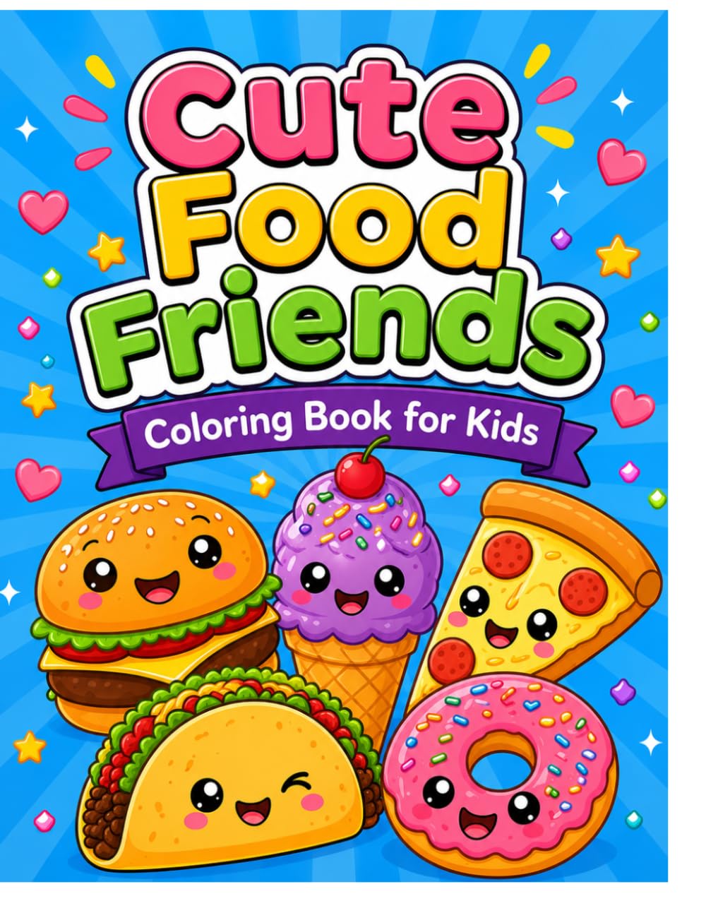 Cute Food Friends Coloring Book for Kids