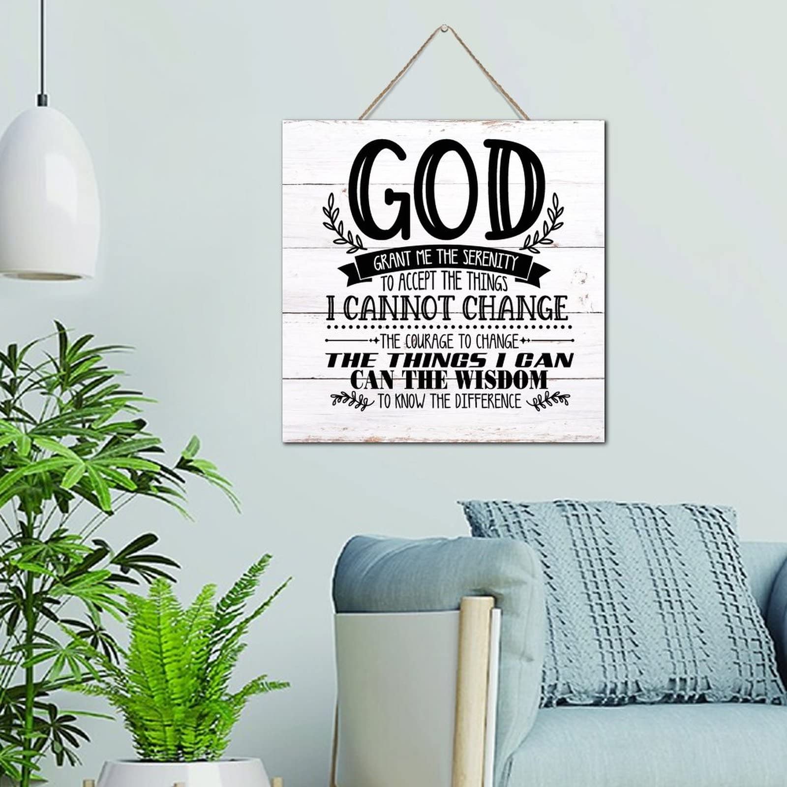 Panneau bois God Grant Me 30,5 cm : décoration rustique salon maison