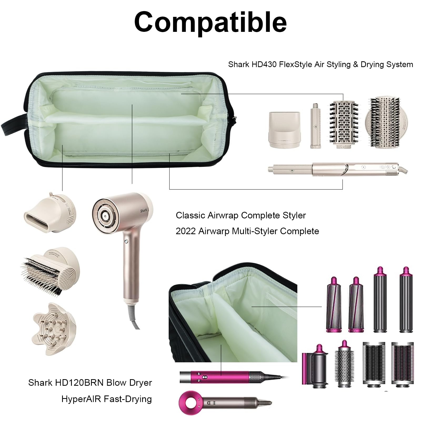 GENCAN Travel Case for Shark Flexstyle Portable Storage Bag for Shark Flexstyle Hair Styler Carrying Case for Flex Style 4-in-1 Air Styler & Hair Dryer(Black) - Image 3