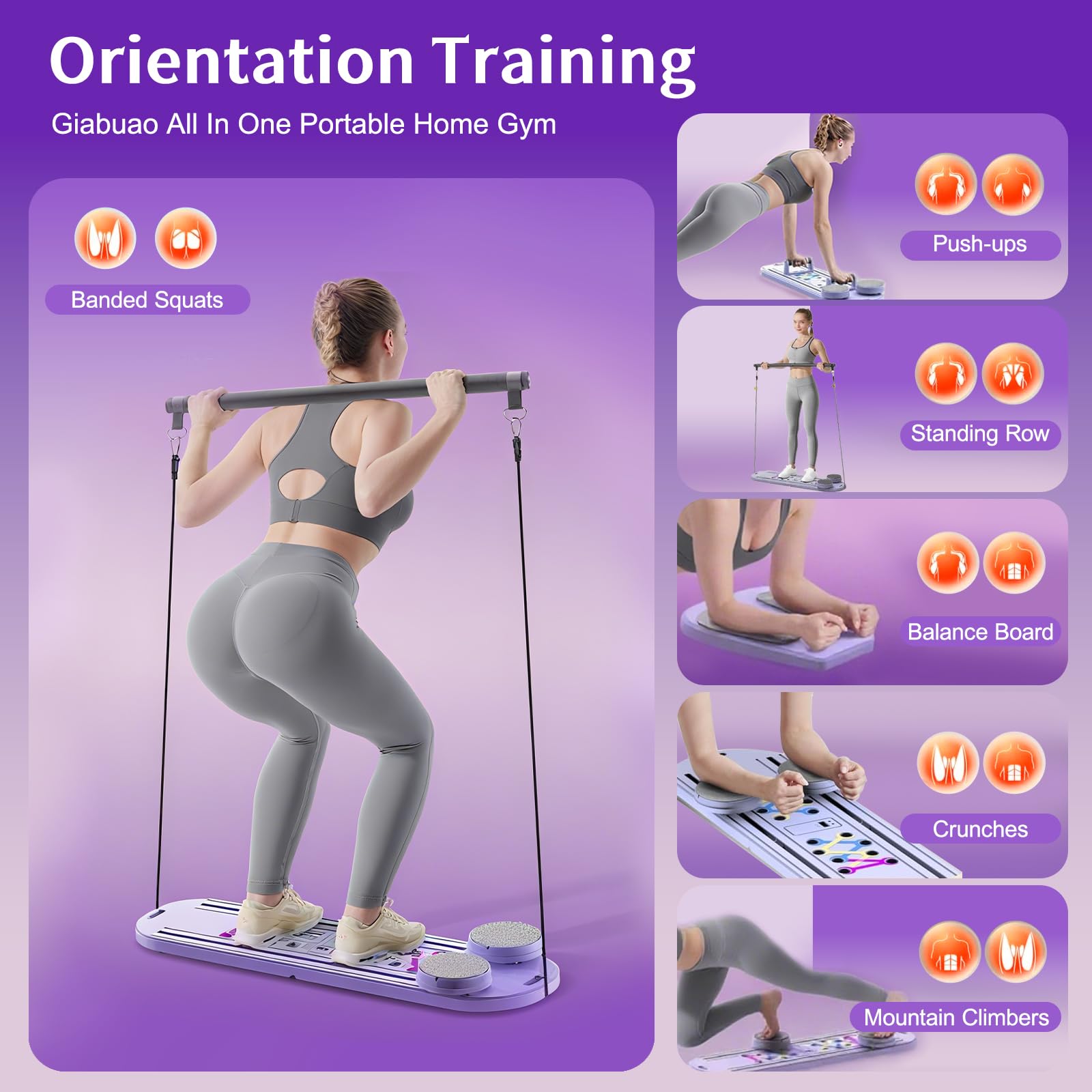 Planche de Pilates 2025 - Pliable - Appareil de rééducation pour la Maison - Multifonction - Entraîneur Abdominal - Rebond Automatique - Équipement d'entraînement à la Maison