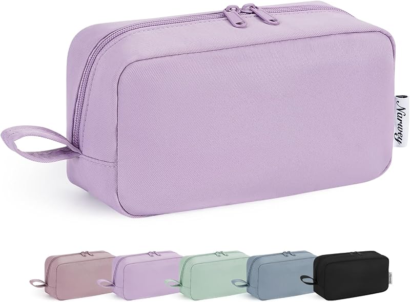 Necessaire de maquiagem Narwey com bolsos organizadores, roxa, grande