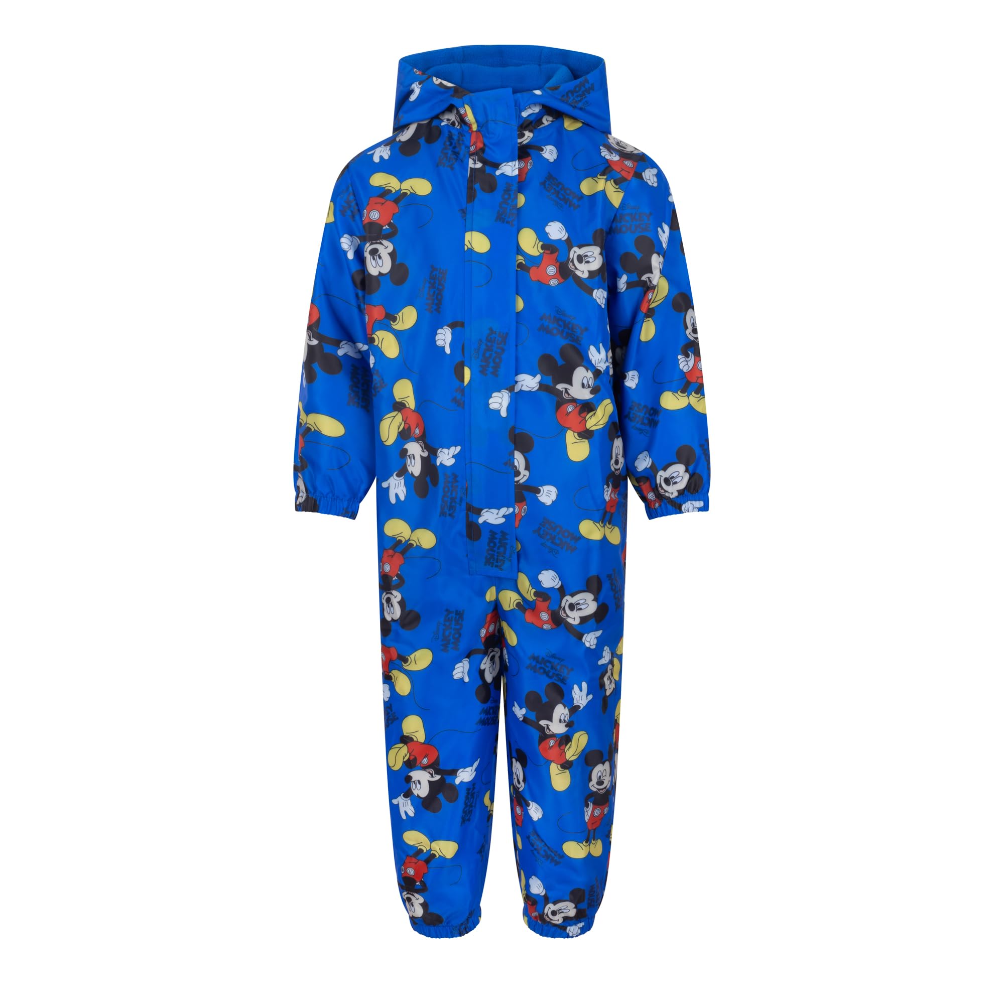 Disney Boys Mickey Mouse, Hooded Puddle Suit With Fleece Lining, All In One, 12-18 Months: 86Cm, Blue