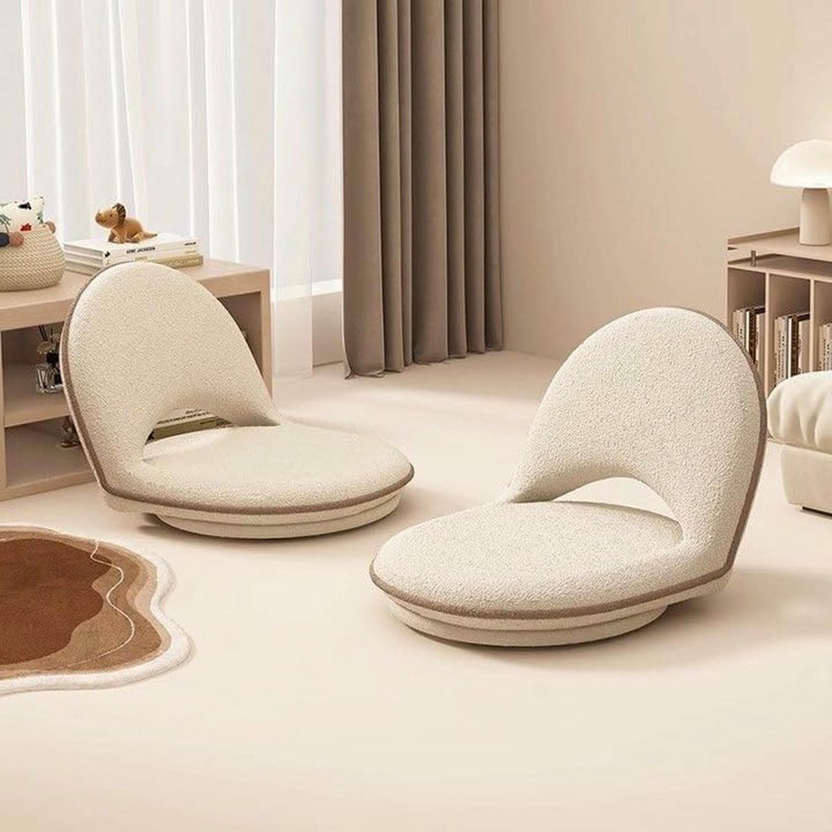 Silla De Suelo Plegable Giratoria Tatami con Soporte De Espalda, Silla De Meditación Cómoda, Silla De Suelo, Sofá Perezoso para Dormitorio, Cojines De Suelo Giratorio