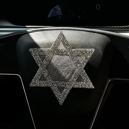 Miniatura 5 de Calcomanía de diamantes de imitación de estrella de David, brillante símbolo judío de Israel, impermeable, anti-arañazos, 4 pulgadas de altura