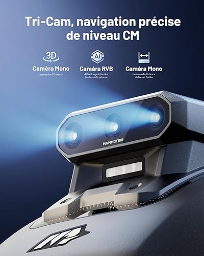 MAMMOTION YUKA Mini 2 500 Robot Tondeuse, jusqu'à 500m², Zéro Perte de Signal, sans RTK, AI Traitement d’Image à Trois Caméras, Auto Cartographie Multi-Zones, DropMow - 2