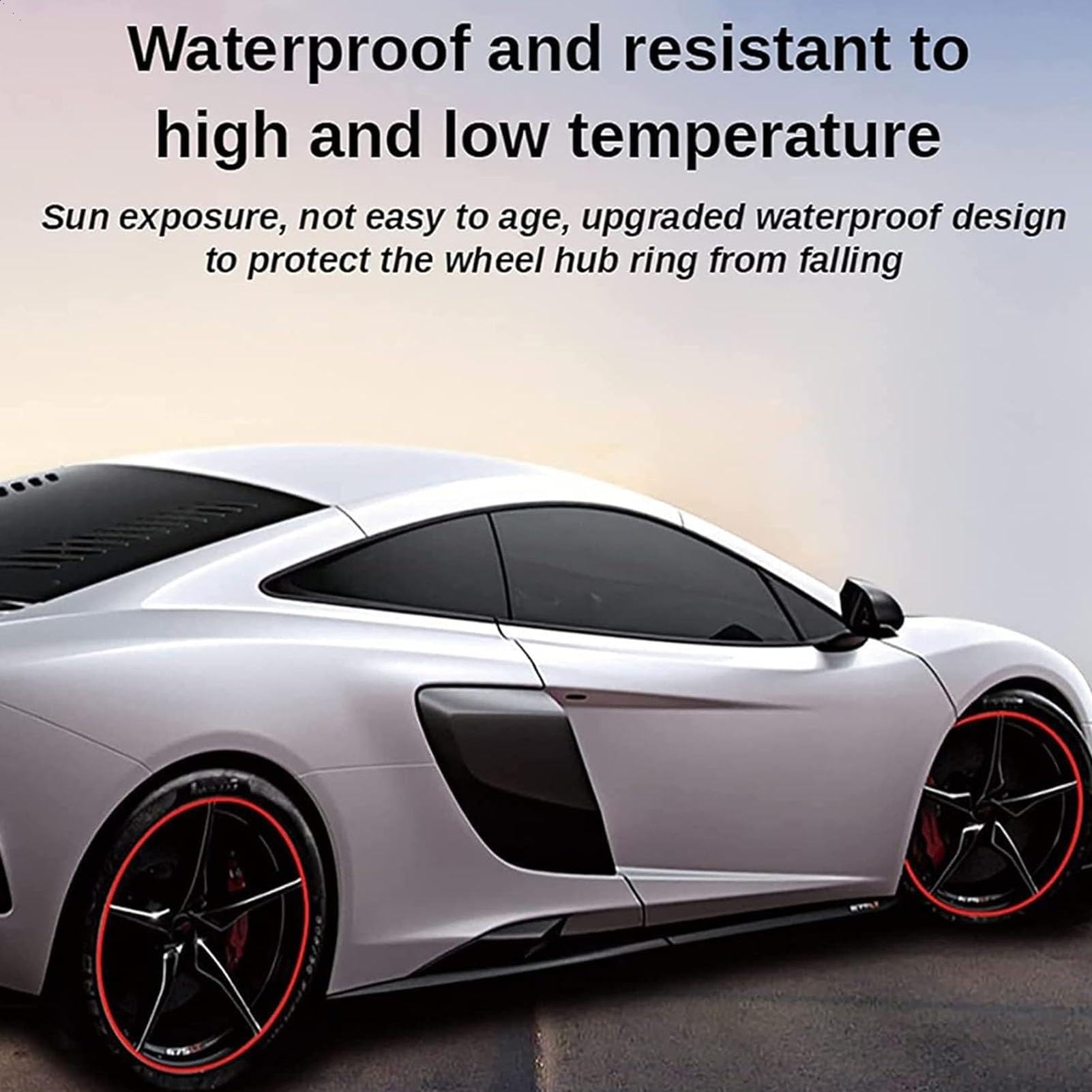 Lot 4 protecteurs jantes voiture, 16-20",bord jante voiture, anneau protection roue, anneau bord roue en alliage, protecteurs jantes, ensemble 4 protections pneus kit garnitures(Black,18 inch)