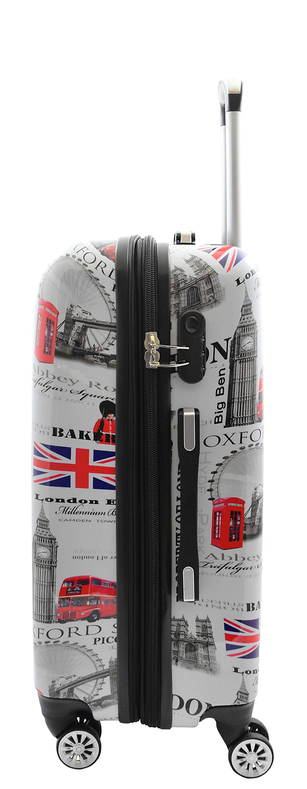 London City Print Walizka 4 koła Rozszerzalna Bagaż Torby podróżne HLG9620, biały, M, Bagaż