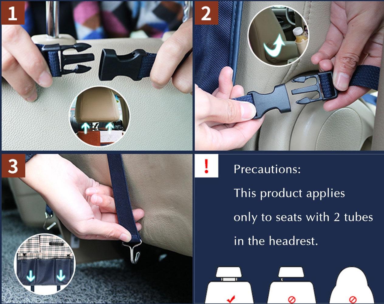 Seggiolino Auto Posteriore Organizer, Borsa da Viaggio Multi-Tasca/Sacchetto di immagazzinaggio Borsa Appeso Multifunzionale (1 Coppia), A