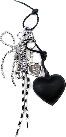Decorative Heart Bag Charm Keychain Set | Cute Aesthetic Design Multi-Layer Heart Bag Charm Lightweight Decorative Accessory For Handbags, Keys & Backpacks